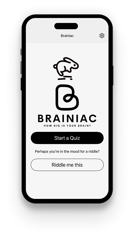 Brainiac app screenshot showing a trivia question